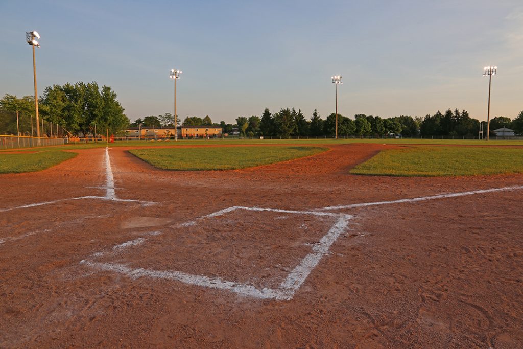 A baseball field sports facility