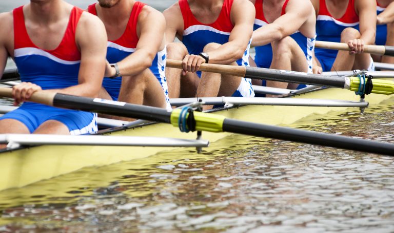 Rowing team practicing