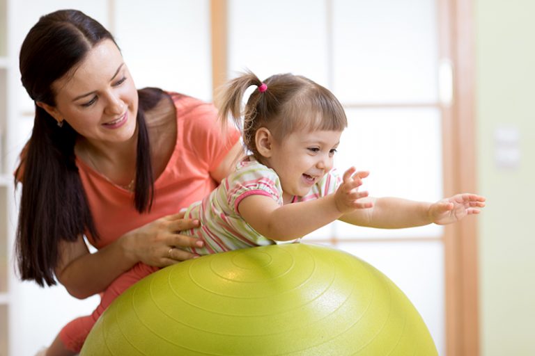 Mother and Toddler on Exercise Ball
