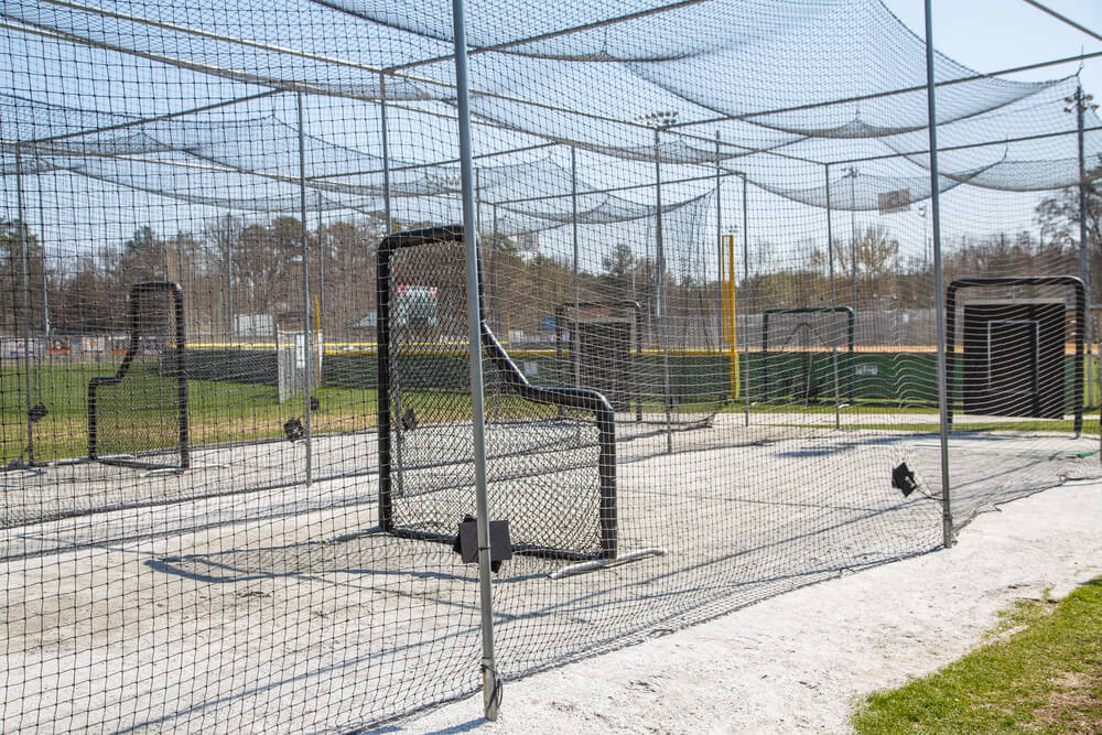 Batting cages in public baseball sports complex